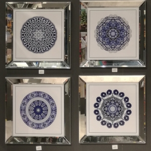 Mirror Framed, Blue 4 Piece Set,