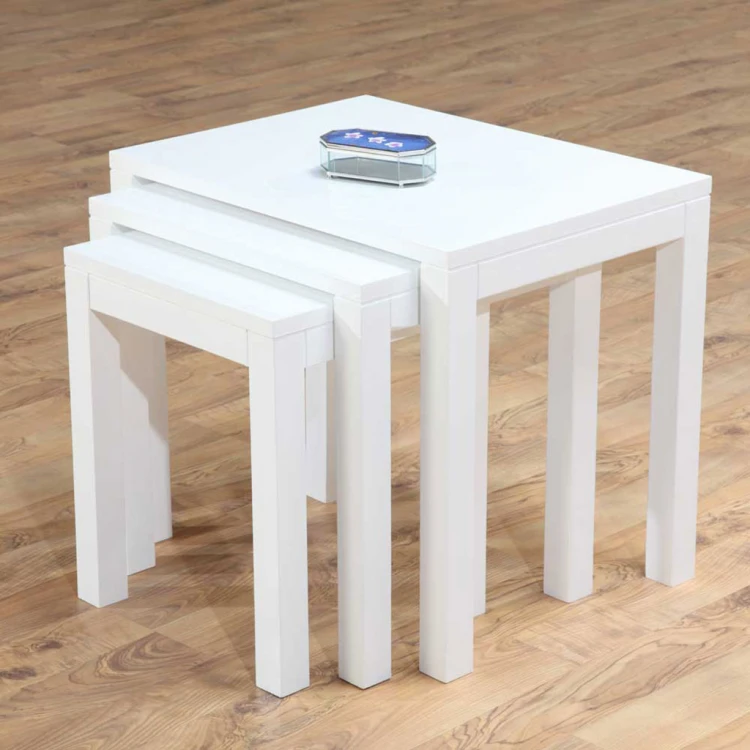 Sicily Nesting Table White Polished