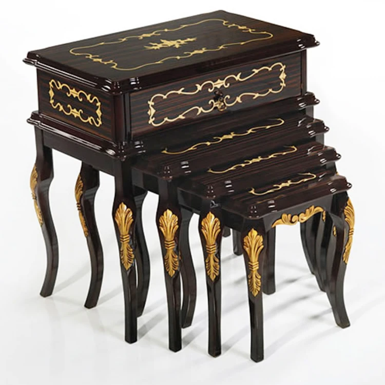 Davos Gold Gilded Nesting Table with Drawers