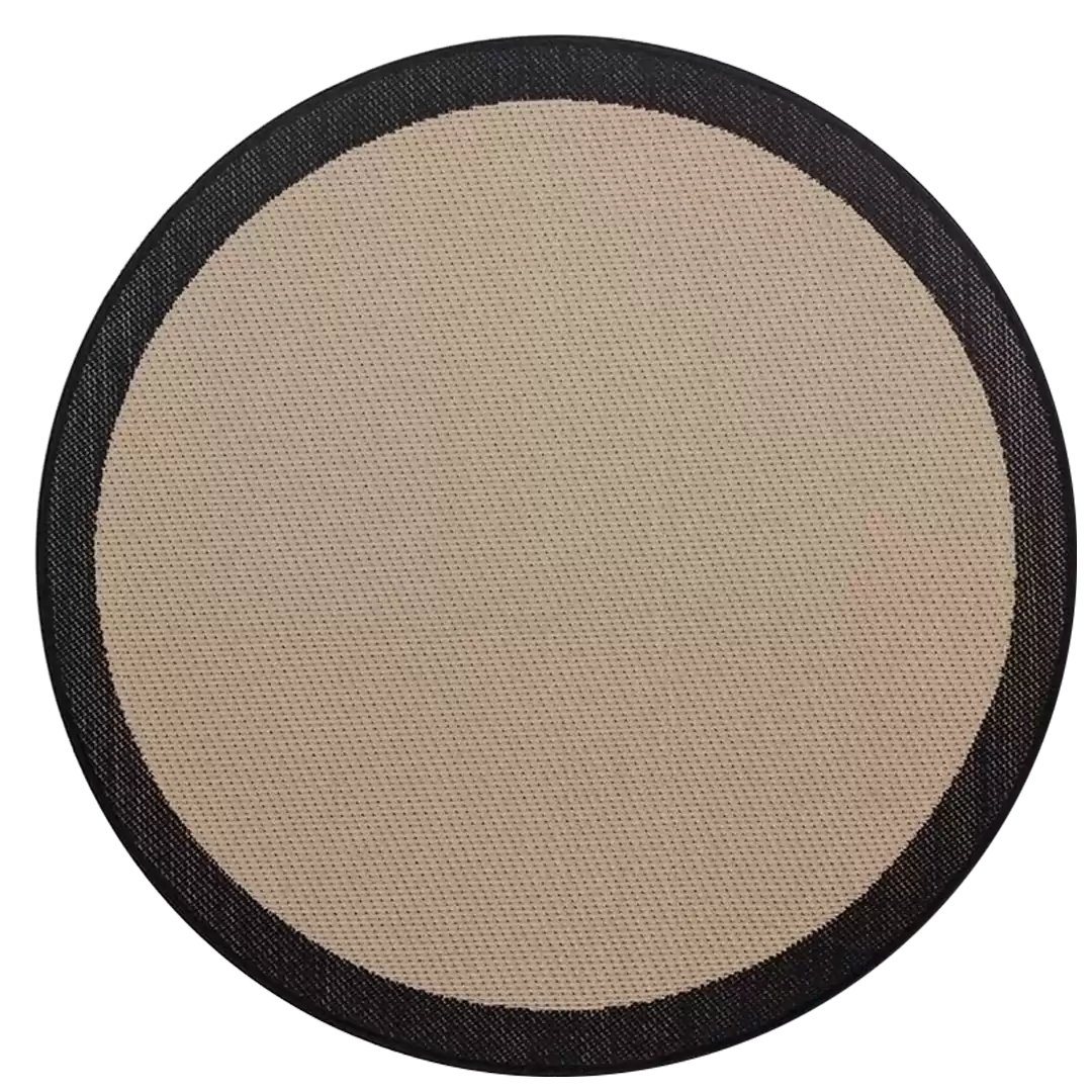 S-9716 Jute Sisal Beige Black Decorative Round Carpet