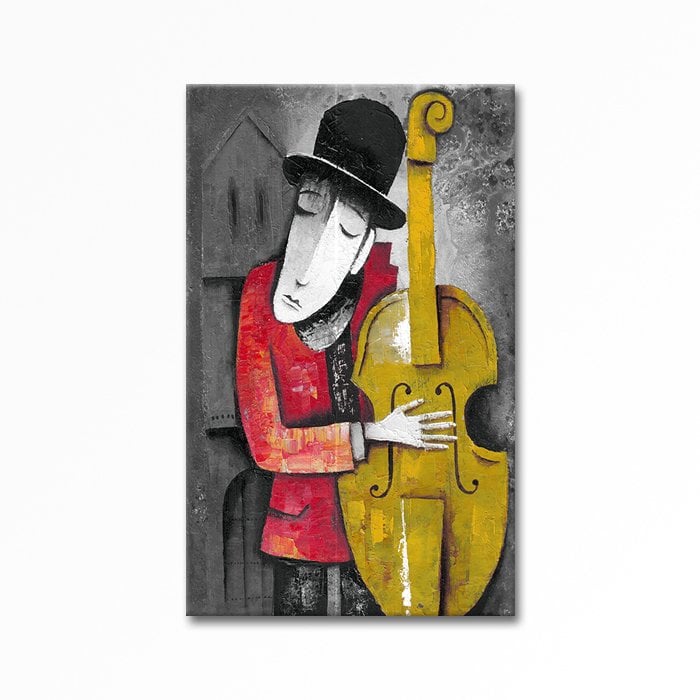 Relief Painting Man Holding Violin