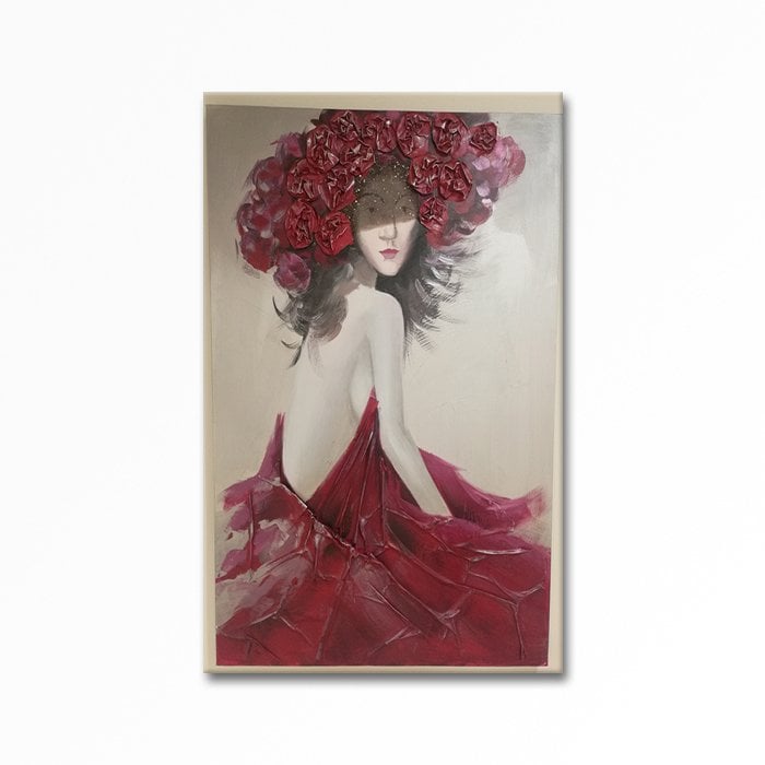 Relief Painting Girl with Roses