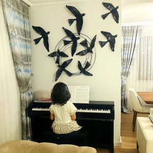BIRDS PANEL 9 PIECE BLACK