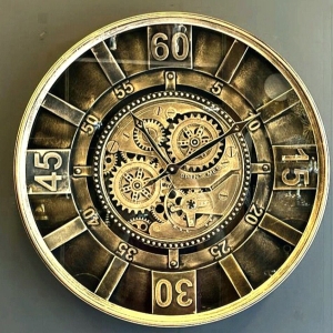 WALL CLOCK WITH GEAR, DIAMETER: 60 cm