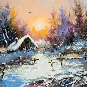 Snowy Forest Painting