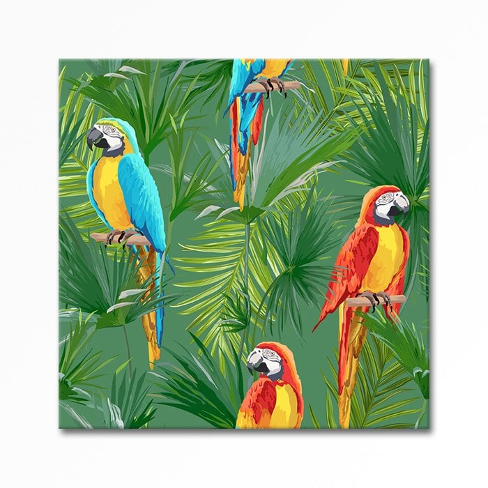 Embossed Table, Tropical Parrots