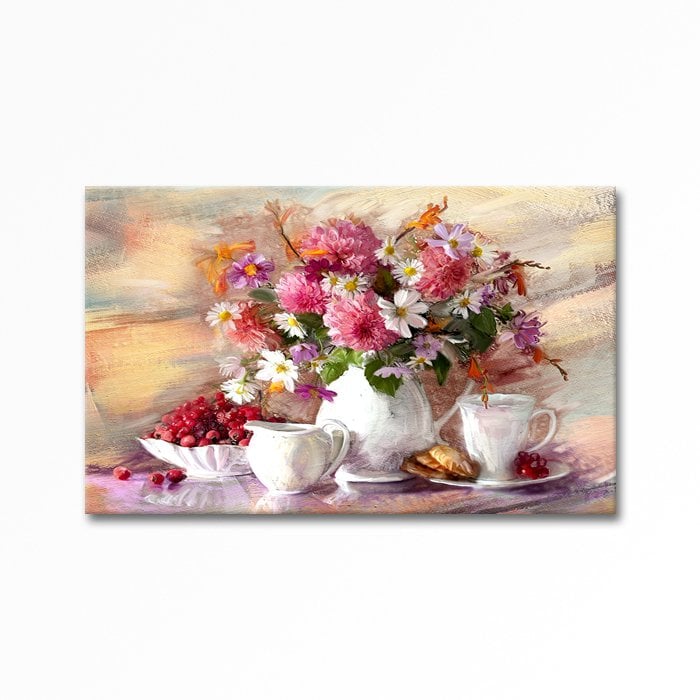 Flowers in an oil paint vase