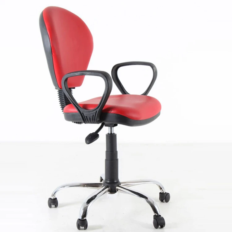 Maxi Chrome Leg Computer Chair Leather Red