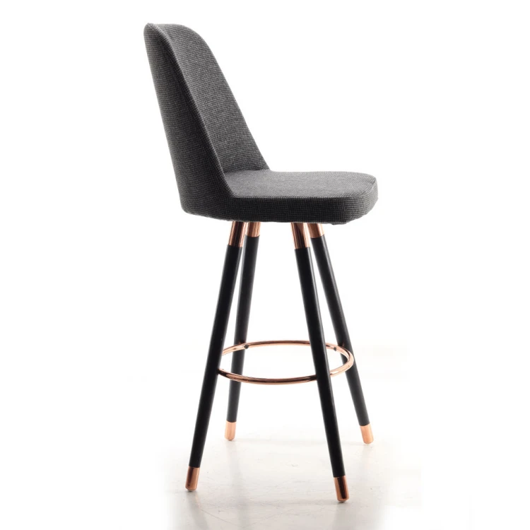 Bosnia Copper Color Coated Bar Chair Linen ( Lara 307 ) - Image 4