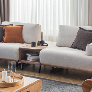 Angelos White Three-Seater Sofa (With Coffee Table)