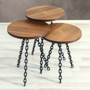 Chain Walnut Nesting Table