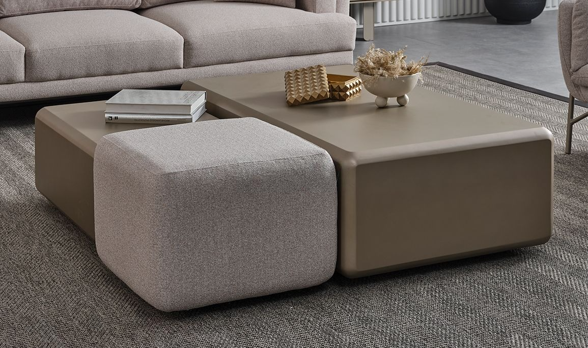Isabel Italy Design Coffee Table with Pouf