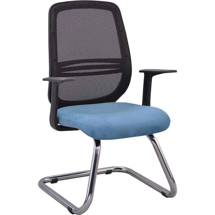 Ozil Chrome U Leg Waiting Chair Blue
