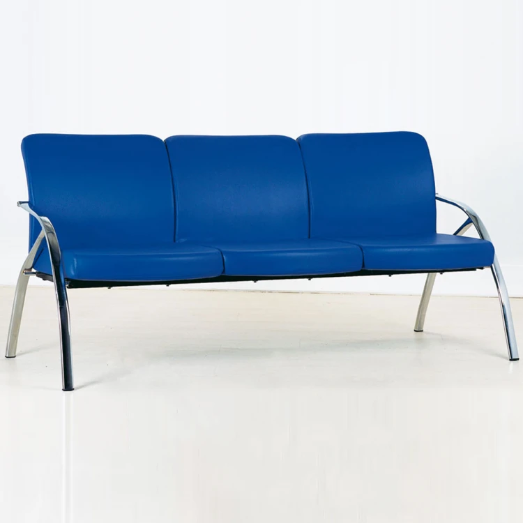 Sevilla triple waiting chair with chrome-plated arm and leg