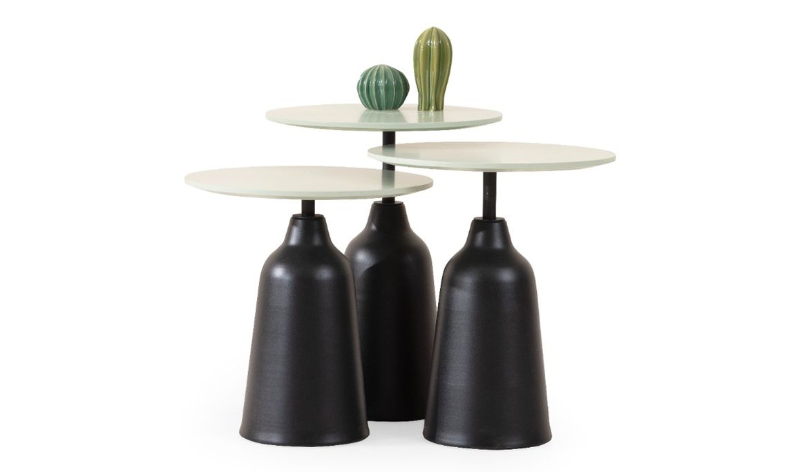 Minty Black Nesting Table