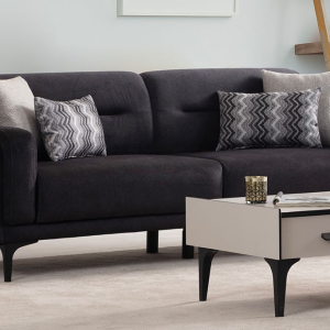 Miray Black Three-Seater Sofa