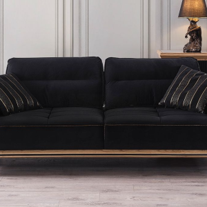 Ocean Wood Three Seater Sofa Black